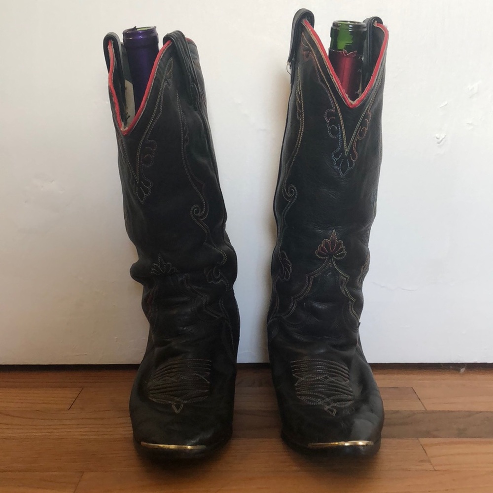 VTG SZ 7 Acme Rainbow Stitched Cowgirl Boots